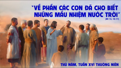 Suy Niệm Lời Chúa Thứ Năm Tuần 16 Thường Niên